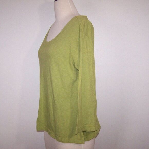 Habitat Shirt Top Small Green 3/4 Sleeves Scoop Neck 100% Cotton Womens Casual - Picture 4 of 9